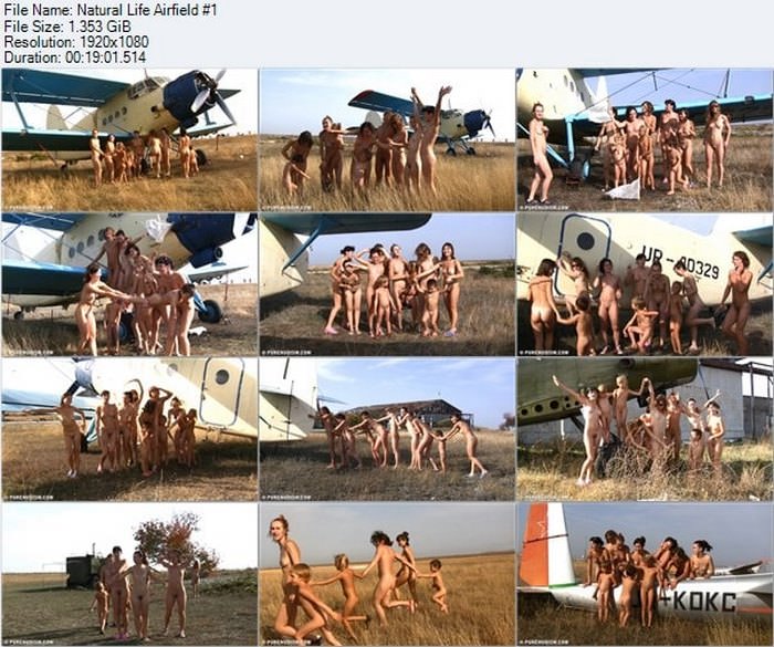 Walk naturists in the vicinity of the airfield HD purenudism video